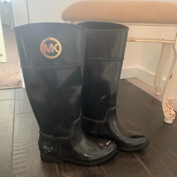 Black Michael Kors rain boots size 7 - Picture 1 of 5